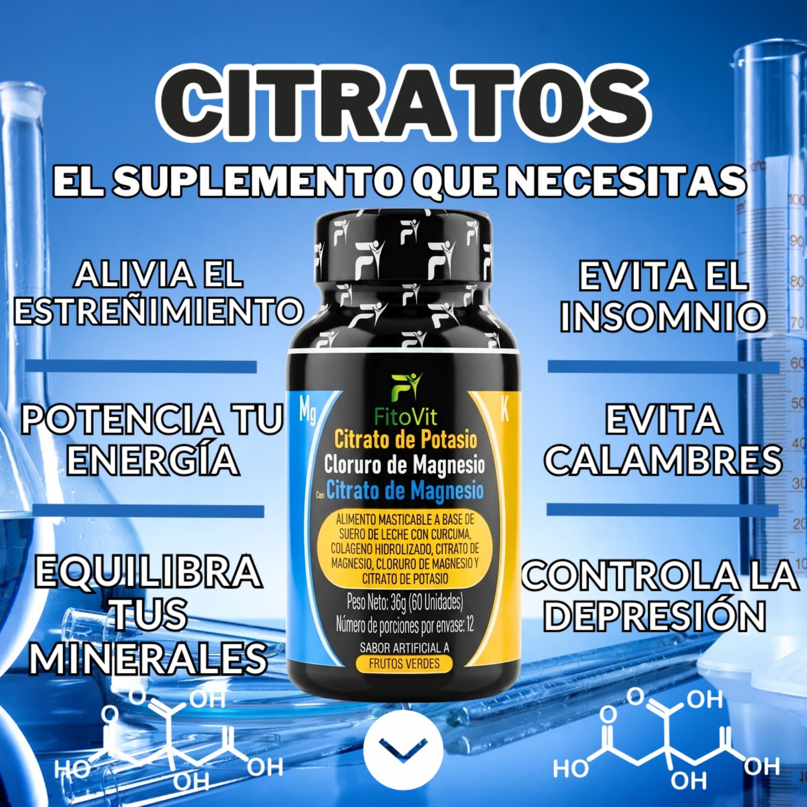 Citratos x60 Tabletas Masticables Energía, Digestión y Músculos - Imagen 3