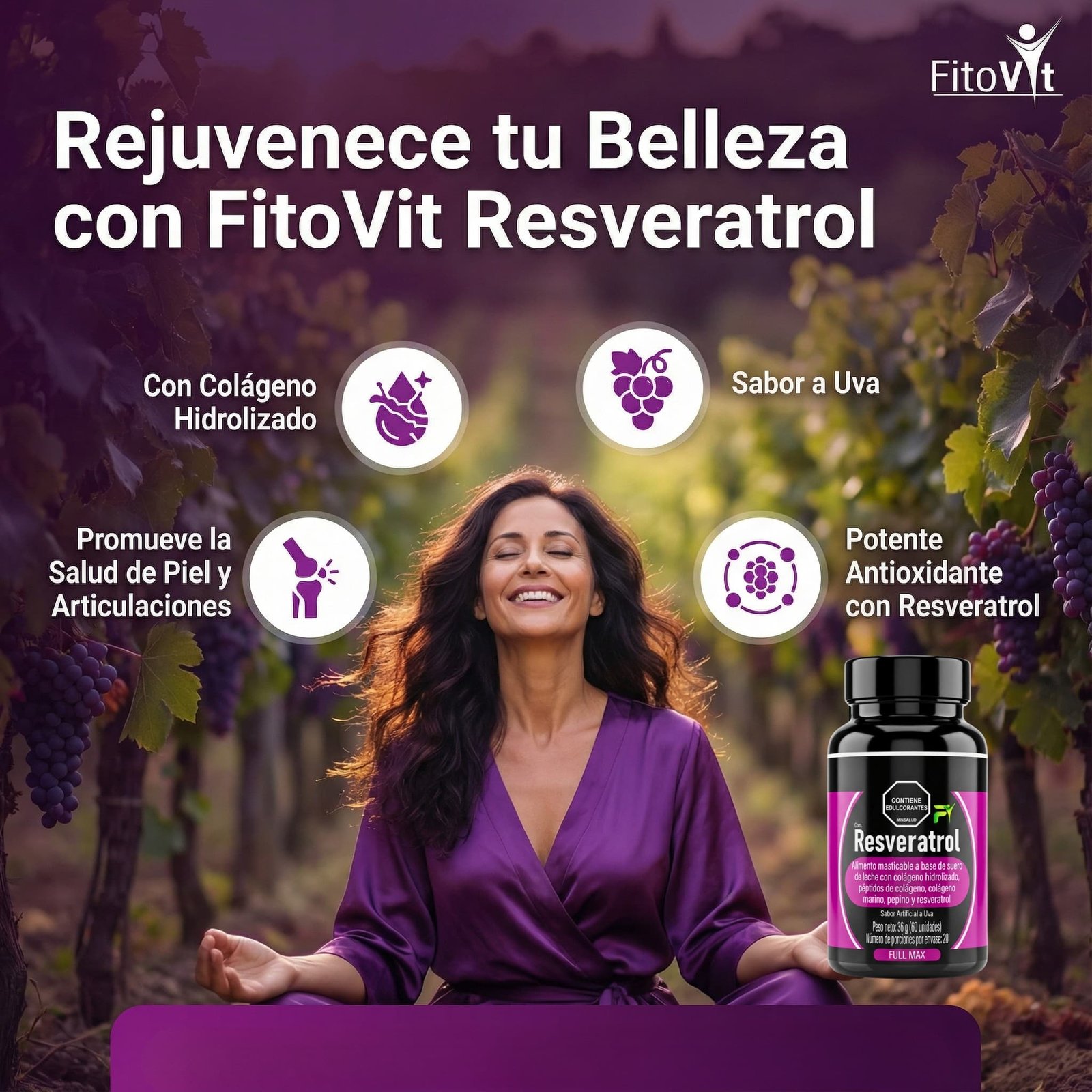Resveratrol Full Max x60 Tabletas Masticables Fitovit – Pack x2 Unidades - Imagen 5