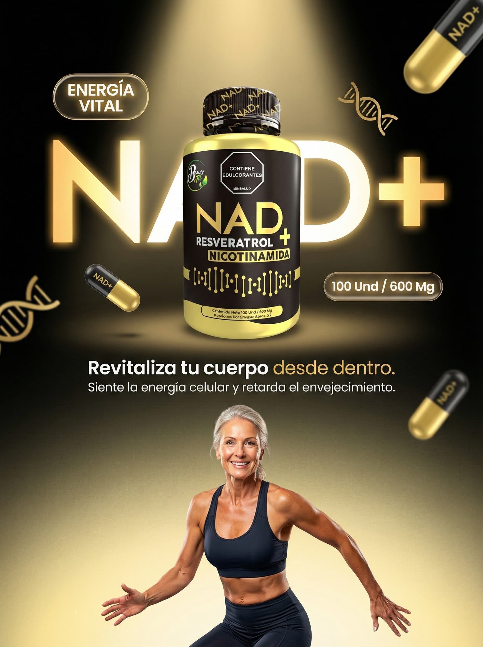 NAD+ con Resveratrol y Nicotinamida Fitovit x60 Tabletas Masticables - Imagen 7