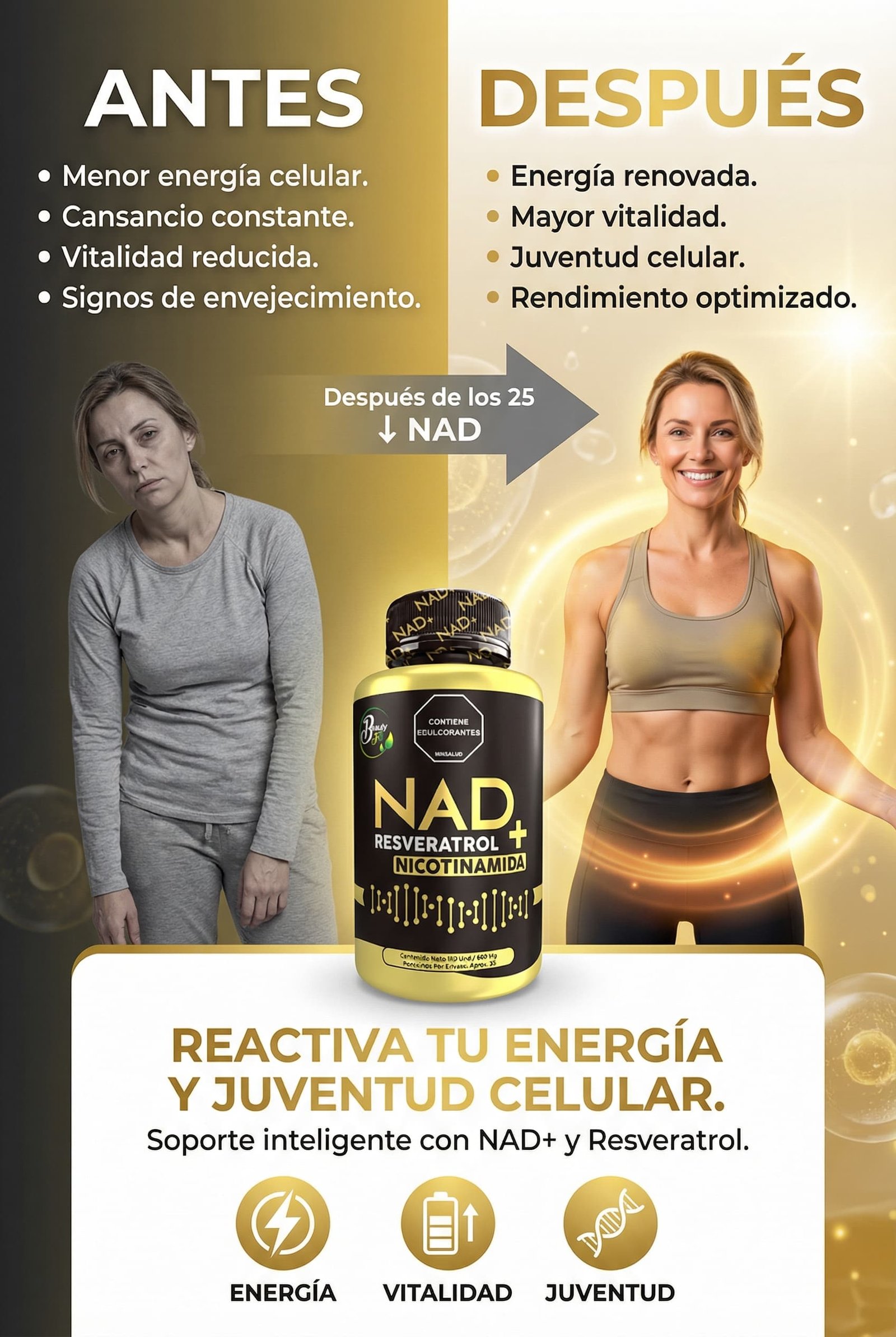 NAD+ con Resveratrol y Nicotinamida Fitovit x60 Tabletas Masticables - Imagen 8