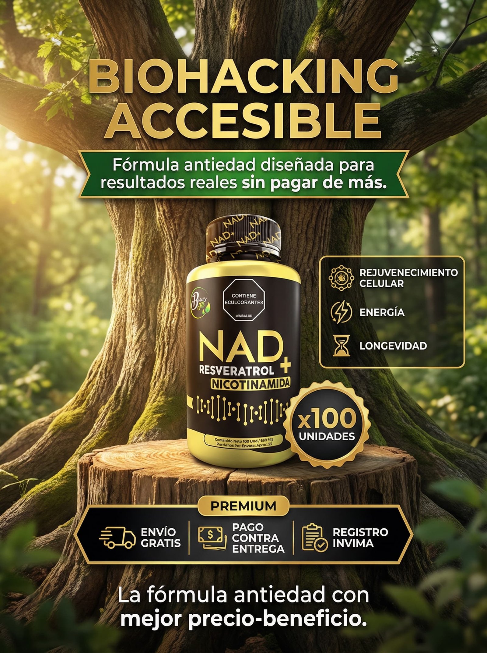 NAD+ con Resveratrol y Nicotinamida Fitovit x60 Tabletas Masticables - Imagen 9