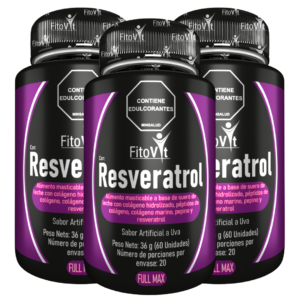 Combo 3 Unidades Resveratrol Full Max x60 Tabletas Masticables Antioxidante y Antienvejecimiento