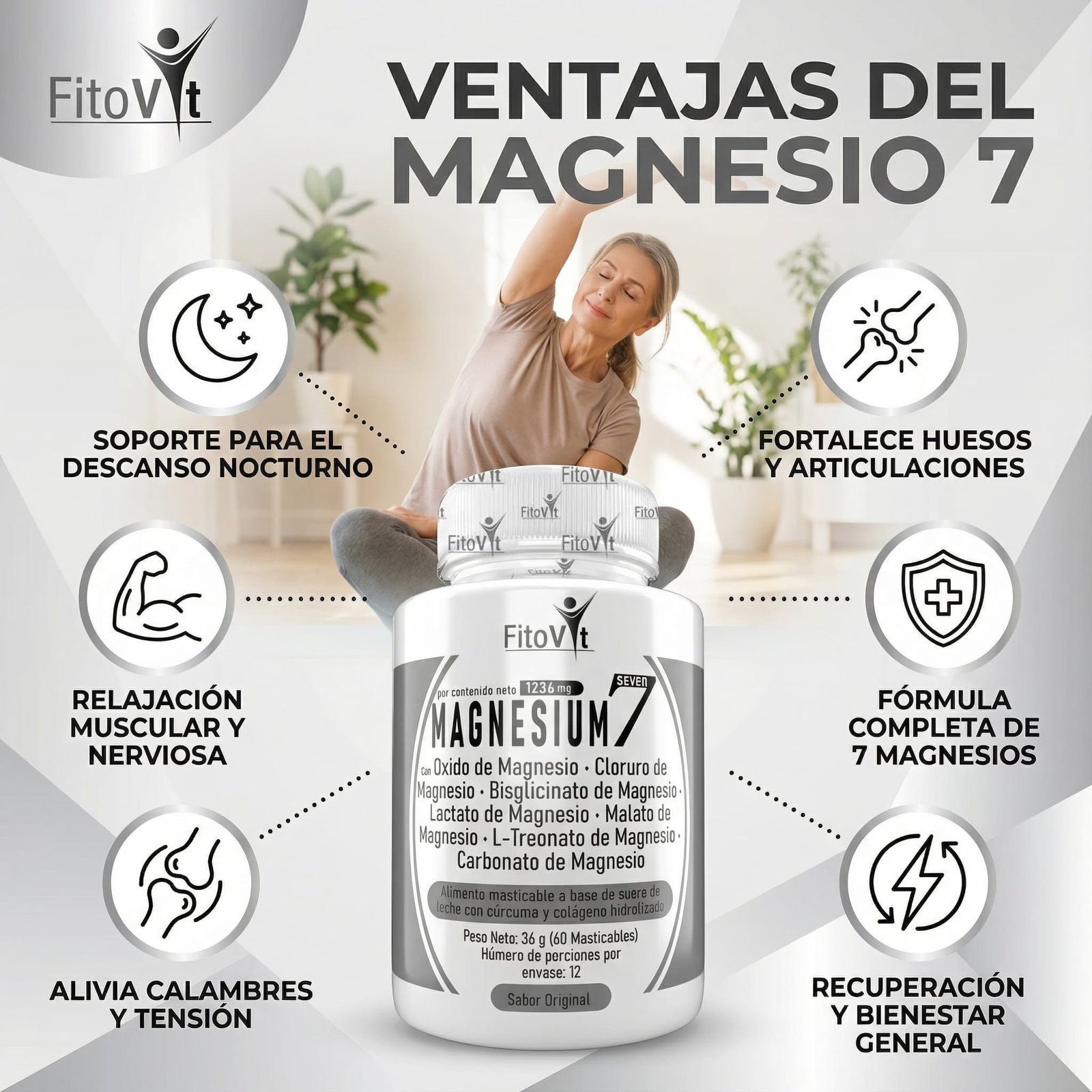 Combo 2 Unidades Magnesium7 x60 Tabletas Masticables - Imagen 3